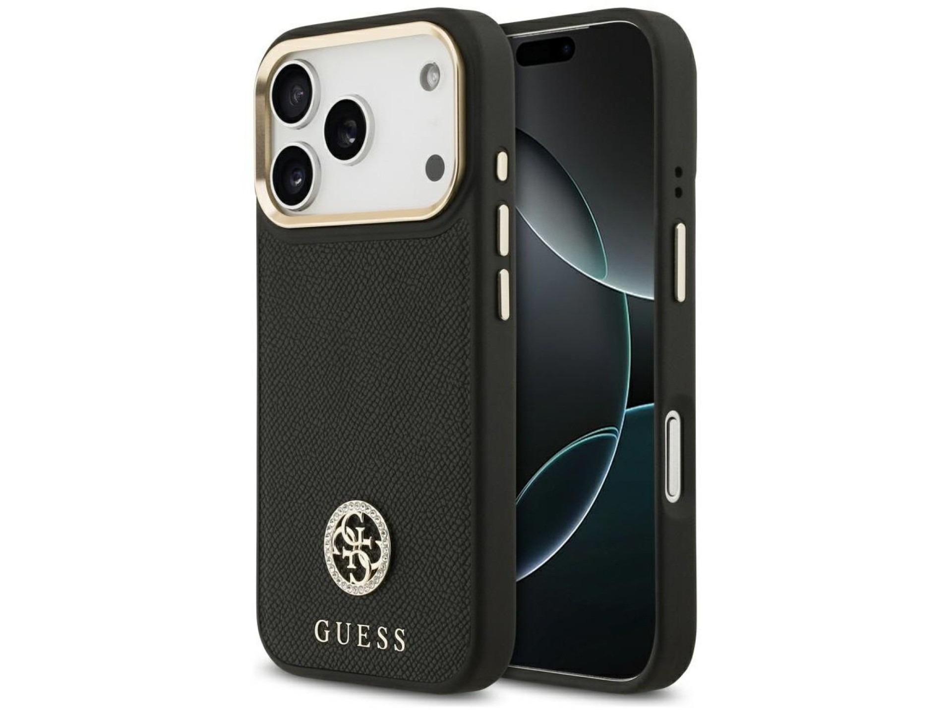 Guess Grained Strass Logo MagSafe case for iPhone 17 Pro - black