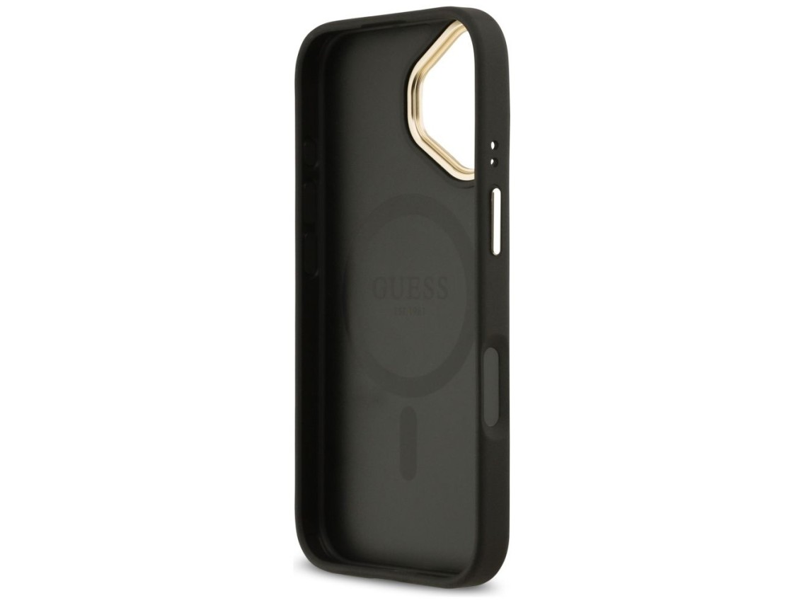 Capa MagSafe Guess com logo Strass granulado para iPhone 17 - preta