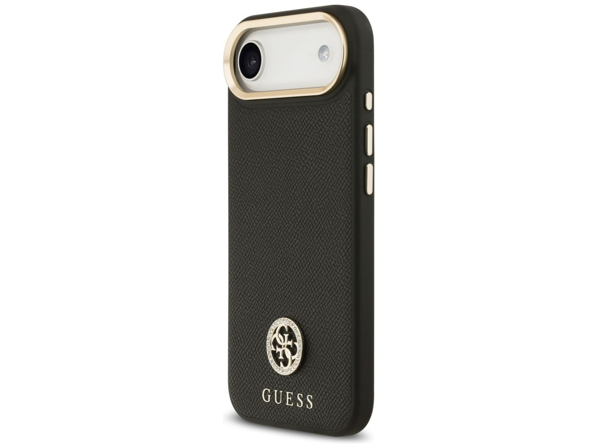 Funda Guess Grained Strass Logo MagSafe para iPhone Air - negra