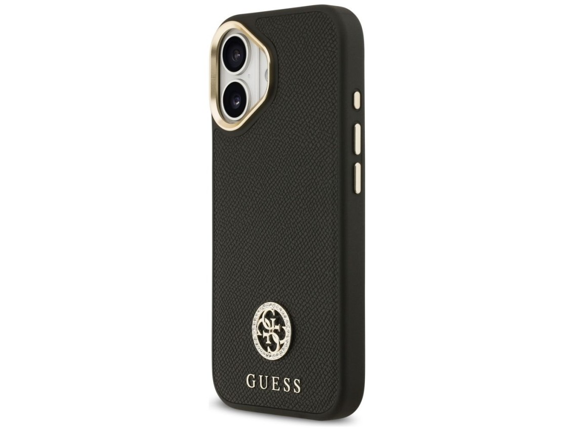 Capa MagSafe Guess com logo Strass granulado para iPhone 17 - preta