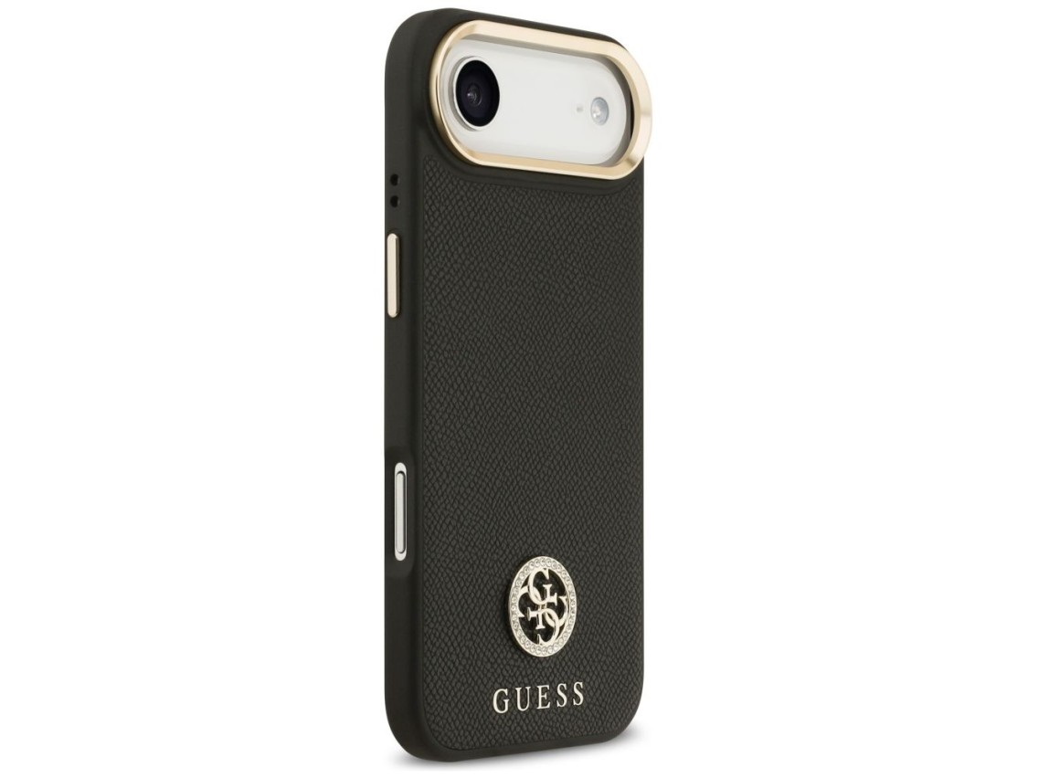 Funda Guess Grained Strass Logo MagSafe para iPhone Air - negra