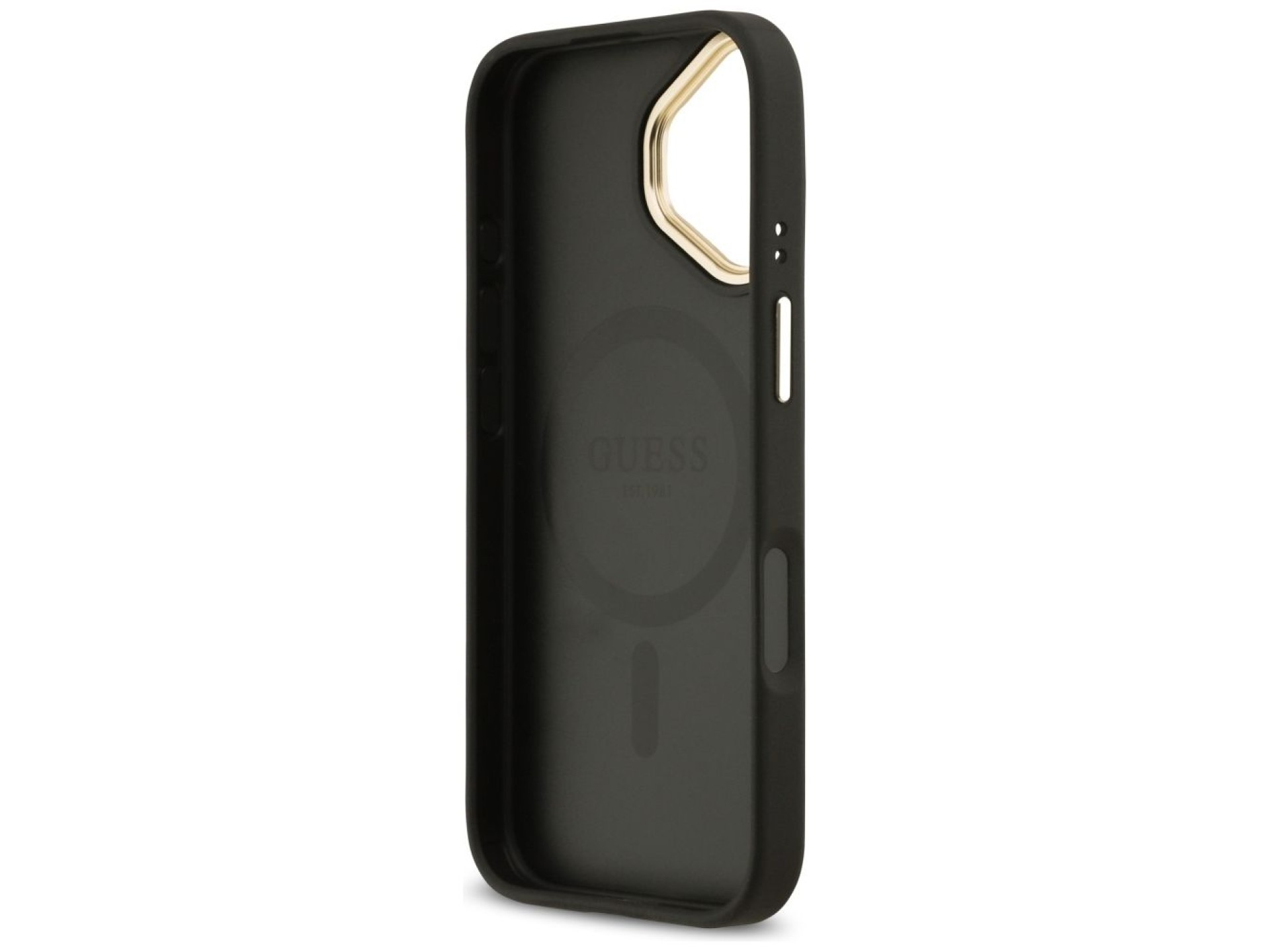 Capa MagSafe Guess com logo Strass granulado para iPhone 17 - preta