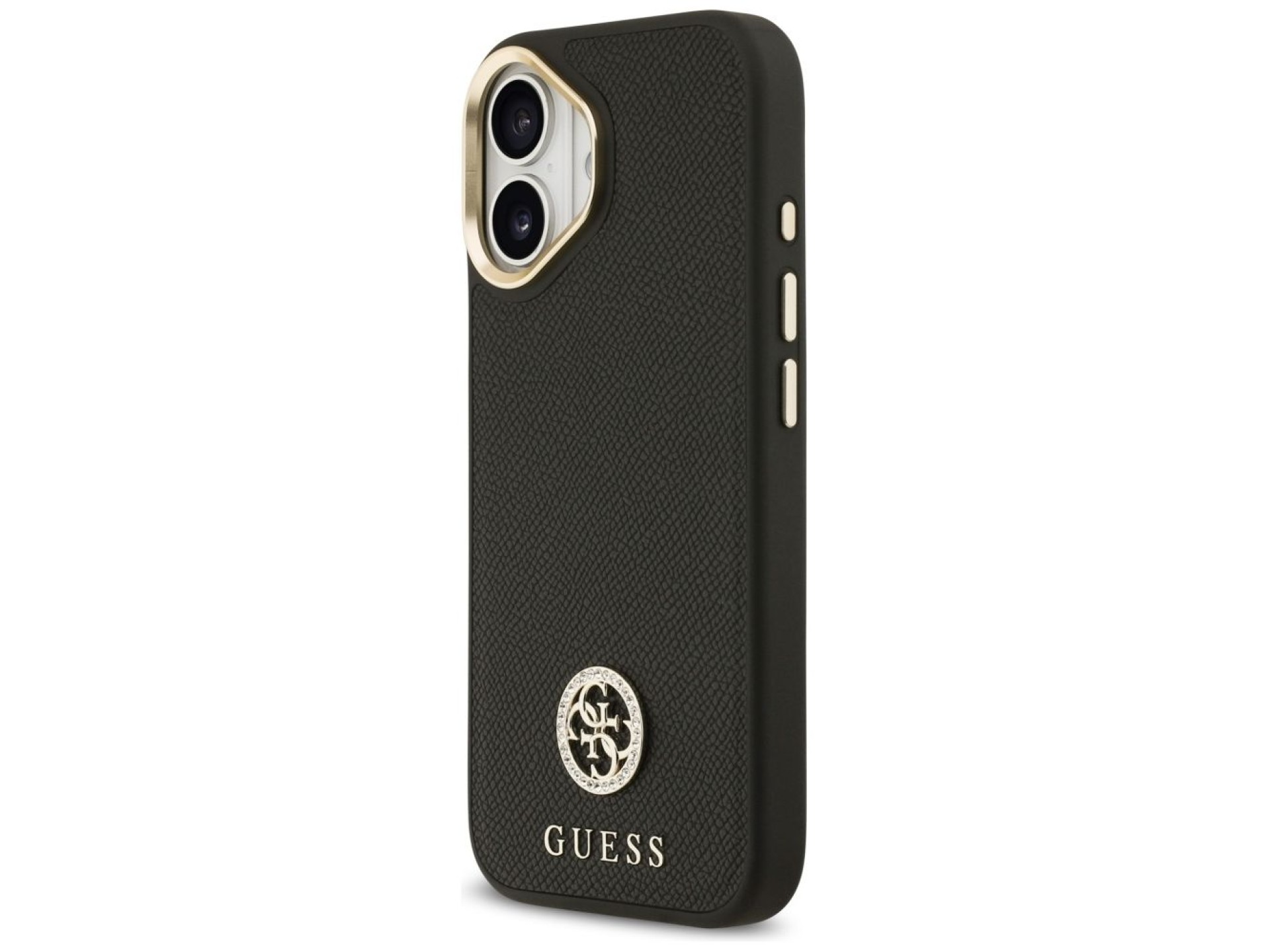 Capa MagSafe Guess com logo Strass granulado para iPhone 17 - preta