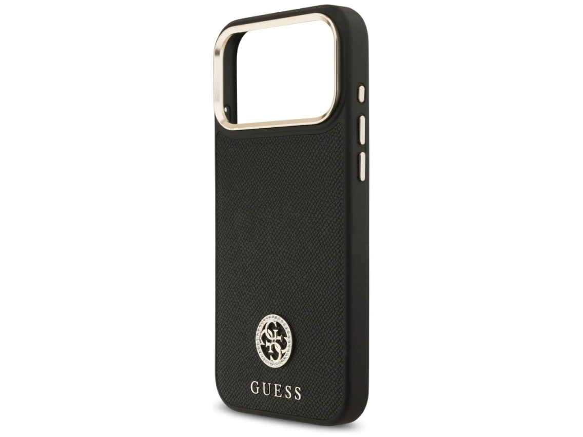 Funda Guess Grained Strass Logo MagSafe para iPhone 17 Pro Max - negra