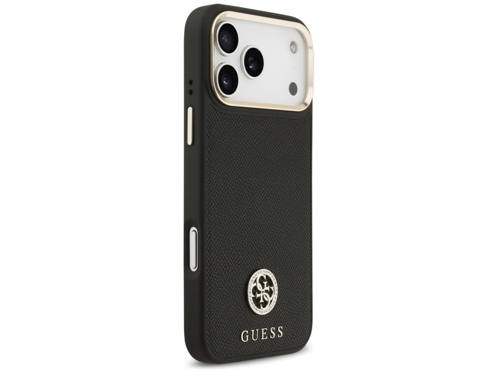Funda Guess Grained Strass Logo MagSafe para iPhone 17 Pro Max - negra