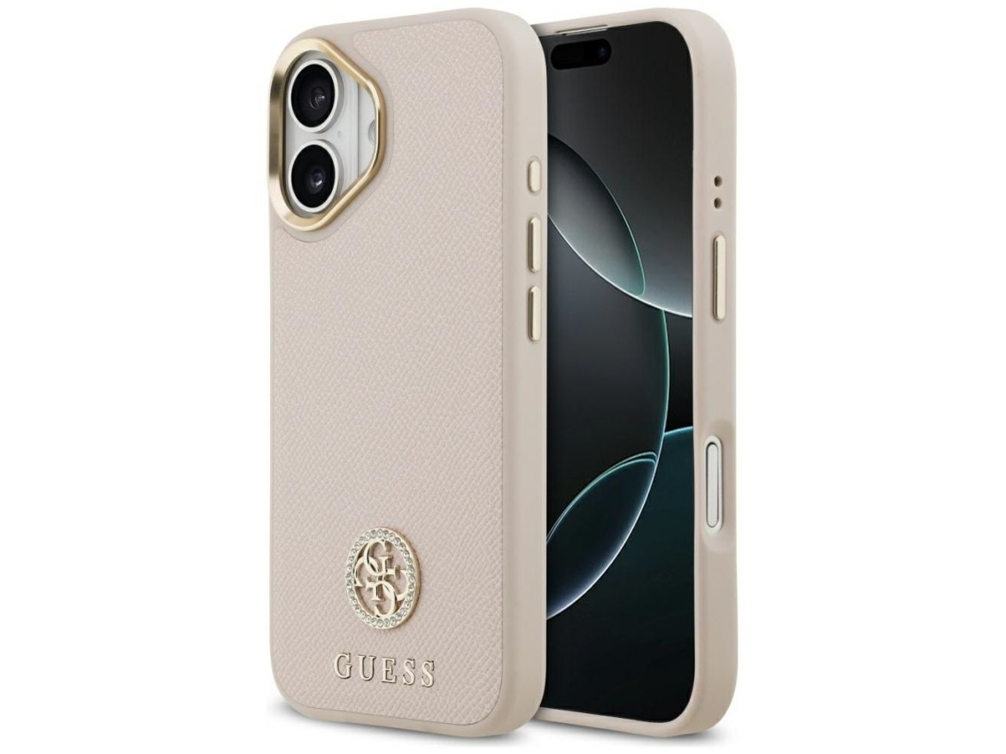 Funda Guess Grained Strass Logo MagSafe para iPhone 17 - rosa