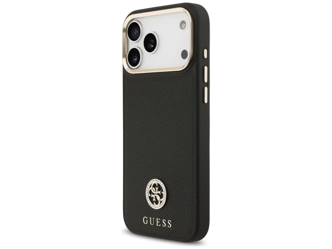 Funda Guess Grained Strass Logo MagSafe para iPhone 17 Pro Max - negra