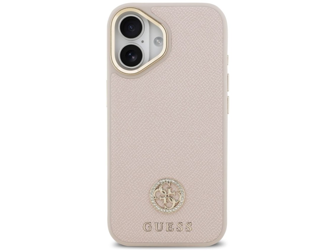 Funda Guess Grained Strass Logo MagSafe para iPhone 17 - rosa