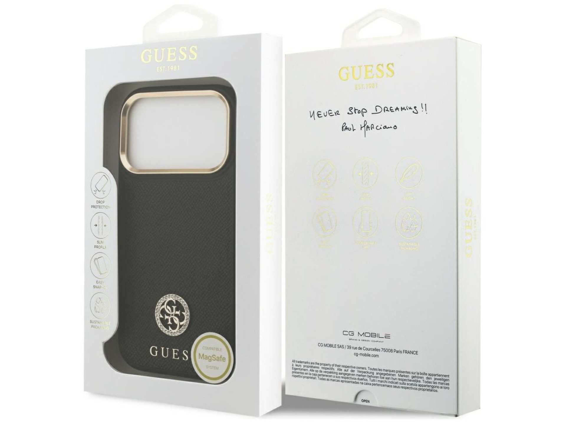 Guess Grained Strass Logo MagSafe case for iPhone 17 Pro - black