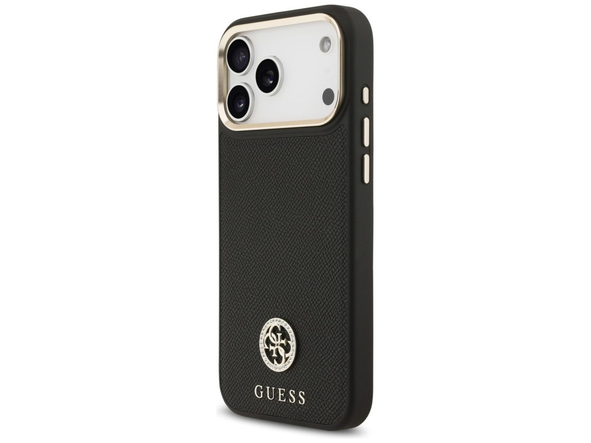 Funda Guess Grained Strass Logo MagSafe para iPhone 17 Pro Max - negra