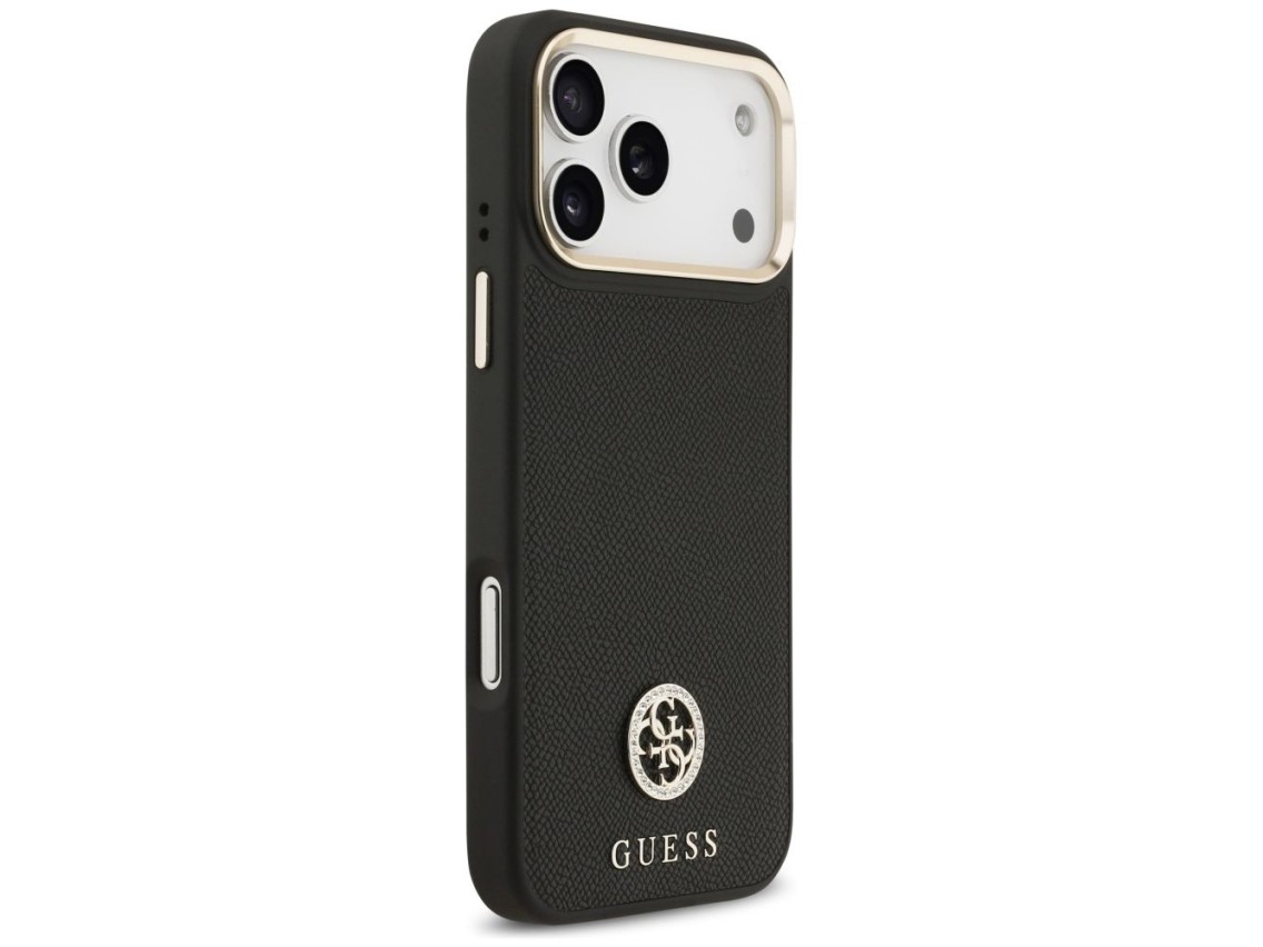 Funda Guess Grained Strass Logo MagSafe para iPhone 17 Pro Max - negra