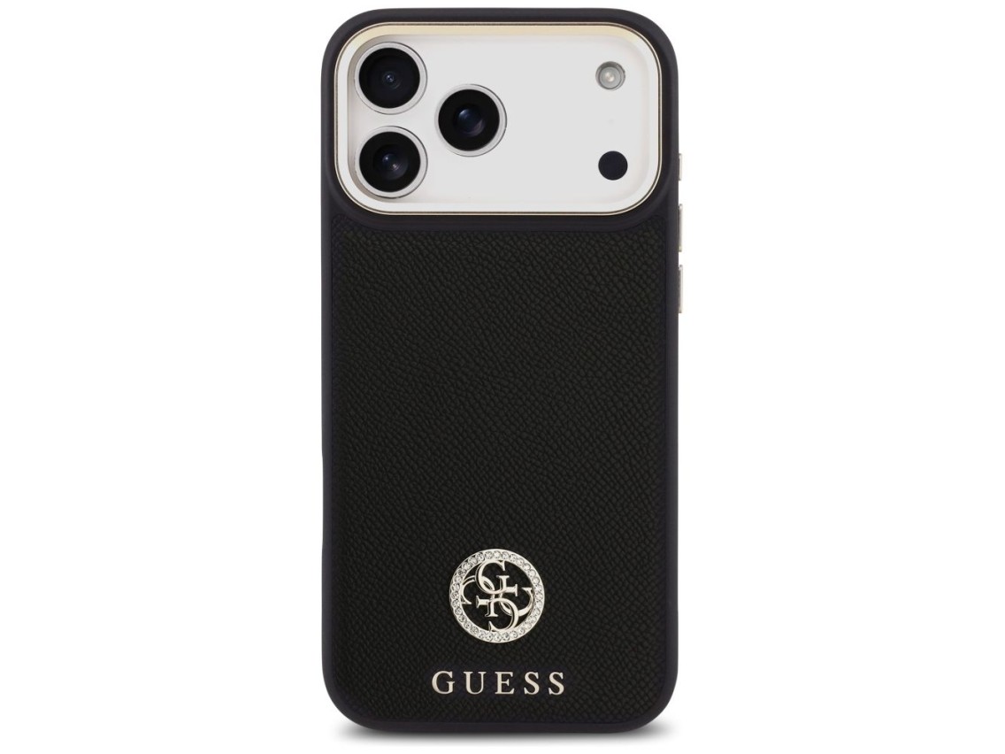 Funda Guess Grained Strass Logo MagSafe para iPhone 17 Pro Max - negra
