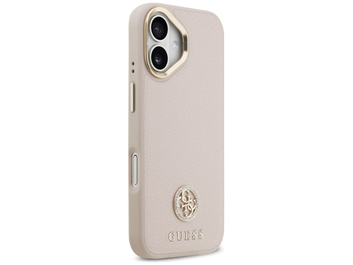Funda Guess Grained Strass Logo MagSafe para iPhone 17 - rosa