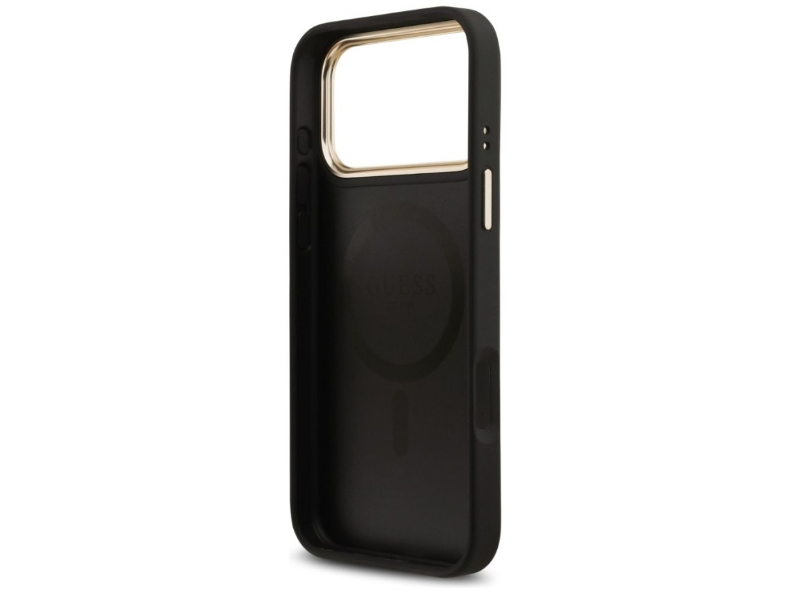 Funda Guess Grained Strass Logo MagSafe para iPhone 17 Pro Max - negra