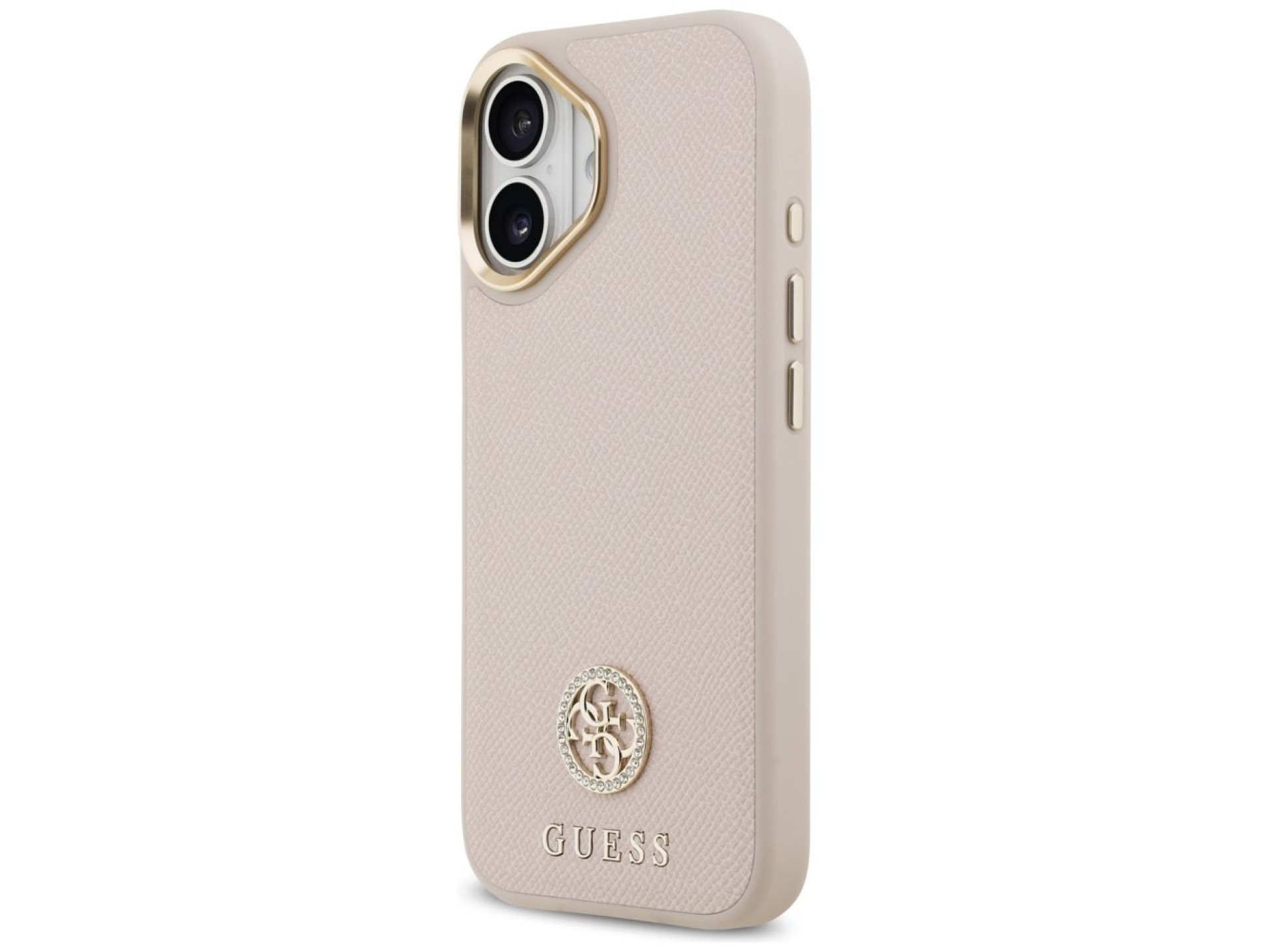Funda Guess Grained Strass Logo MagSafe para iPhone 17 - rosa