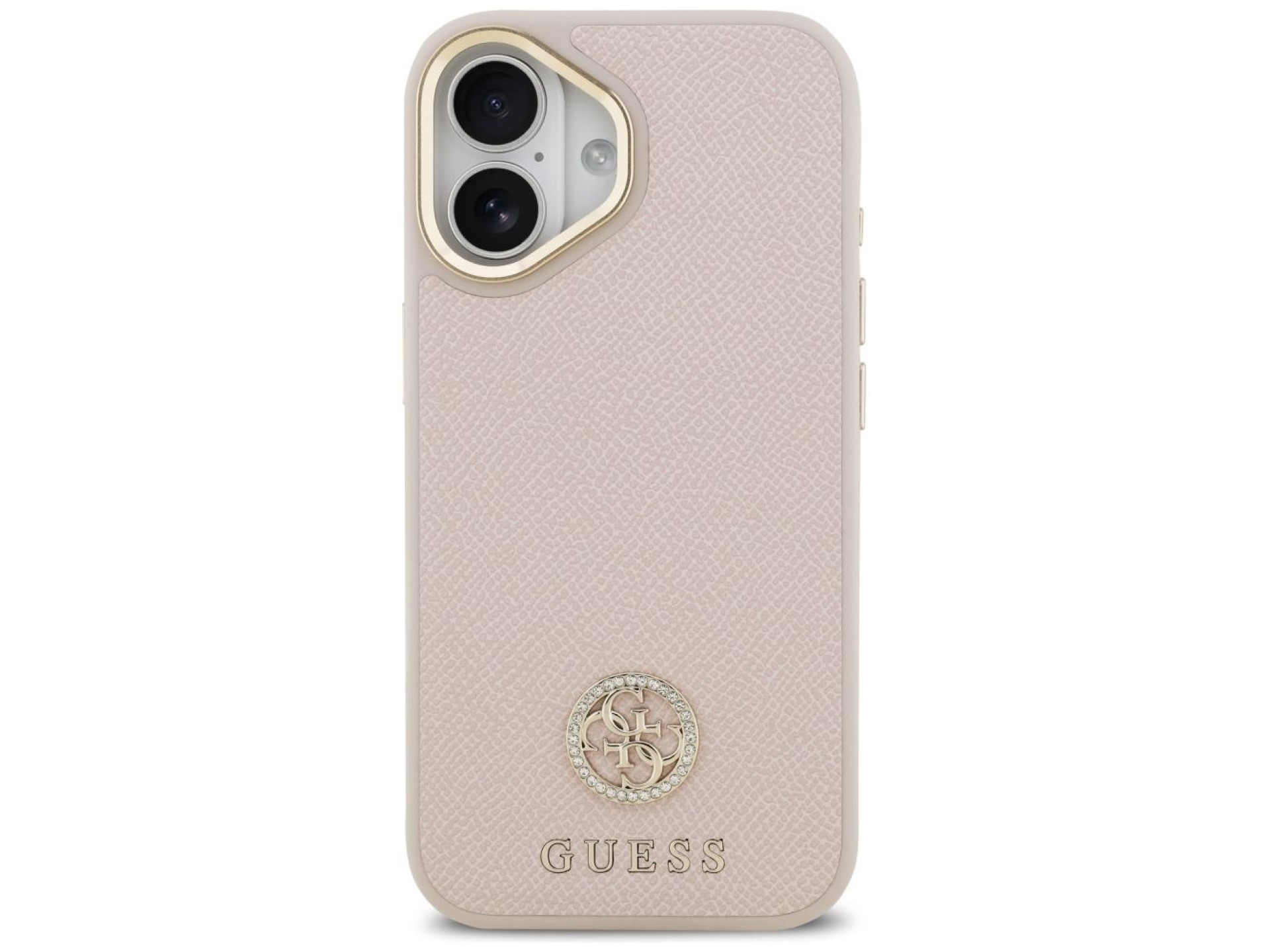 Funda Guess Grained Strass Logo MagSafe para iPhone 17 - rosa