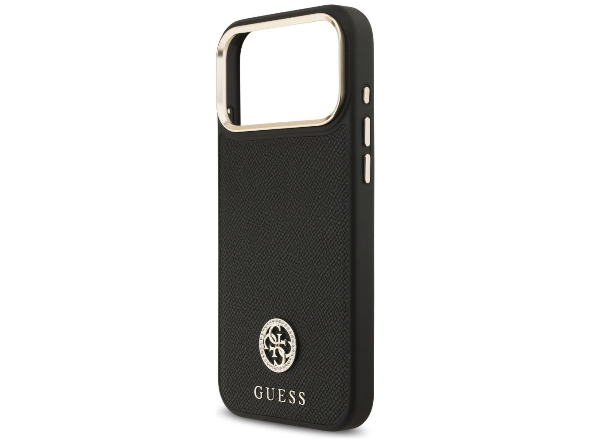 Funda Guess Grained Strass Logo MagSafe para iPhone 17 Pro Max - negra