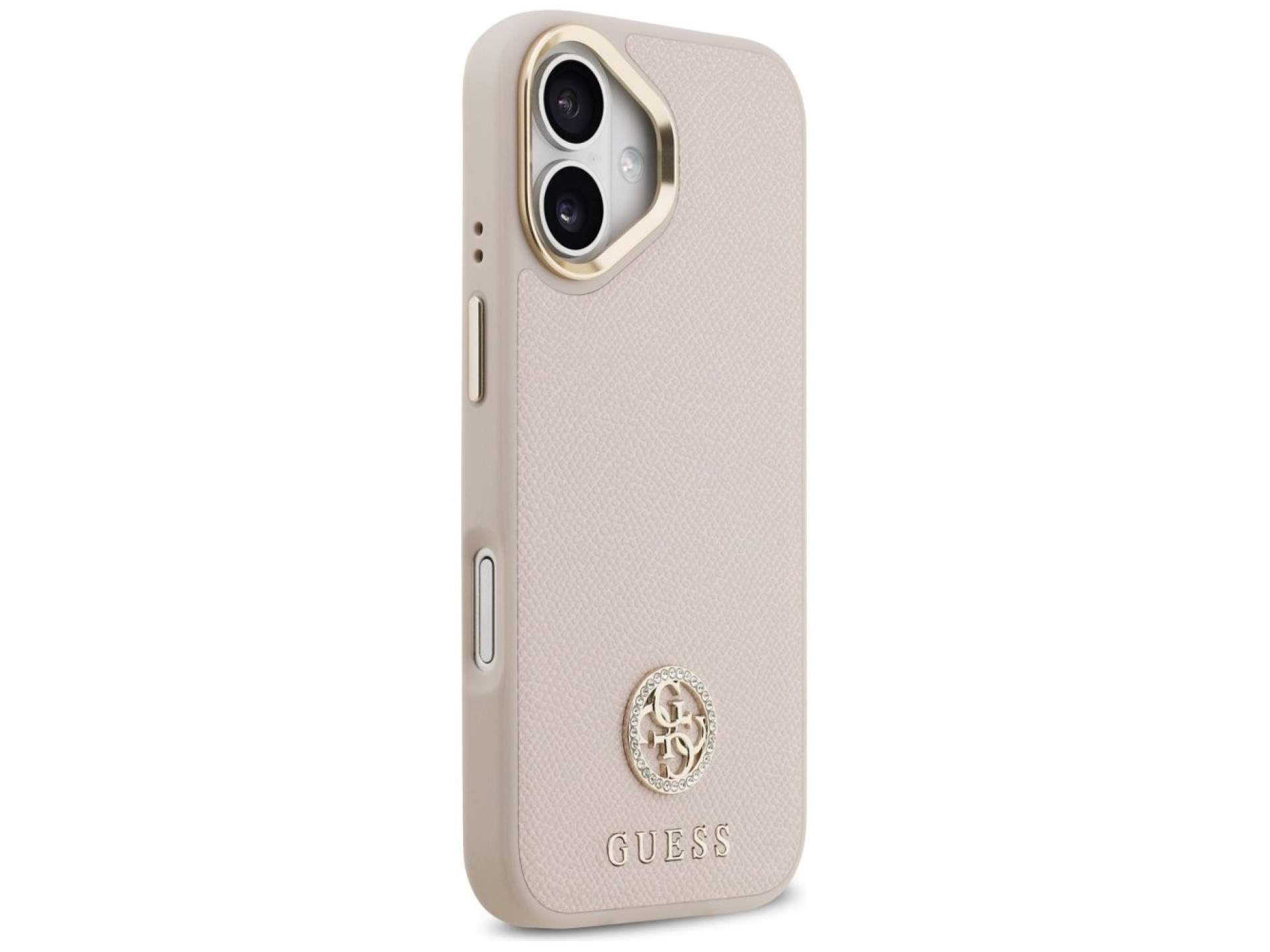 Funda Guess Grained Strass Logo MagSafe para iPhone 17 - rosa
