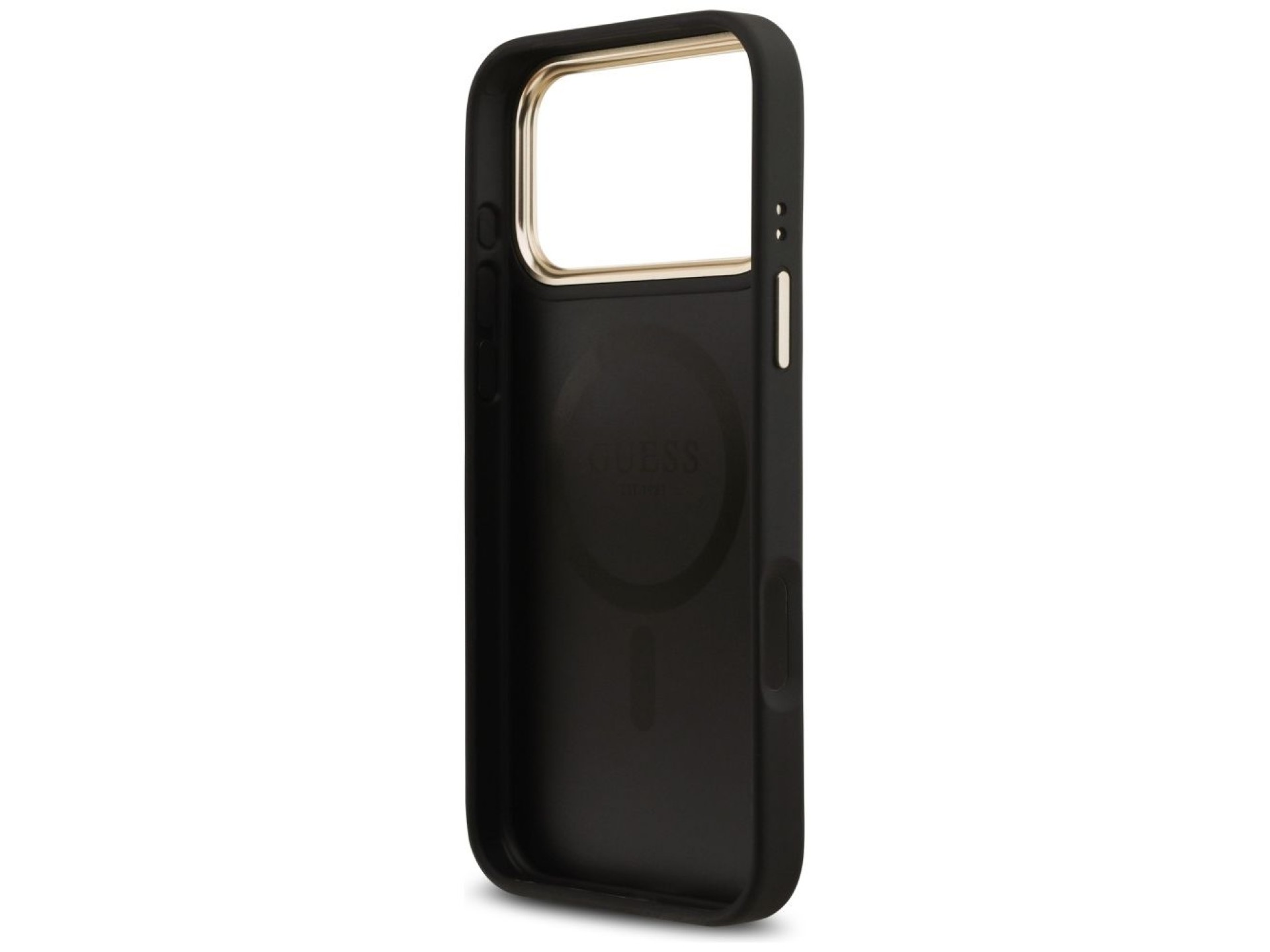 Funda Guess Grained Strass Logo MagSafe para iPhone 17 Pro Max - negra