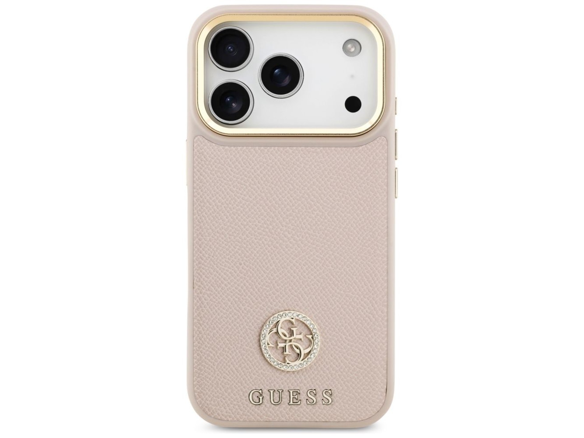 Funda Guess Grained Strass Logo MagSafe para iPhone 17 Pro - rosa