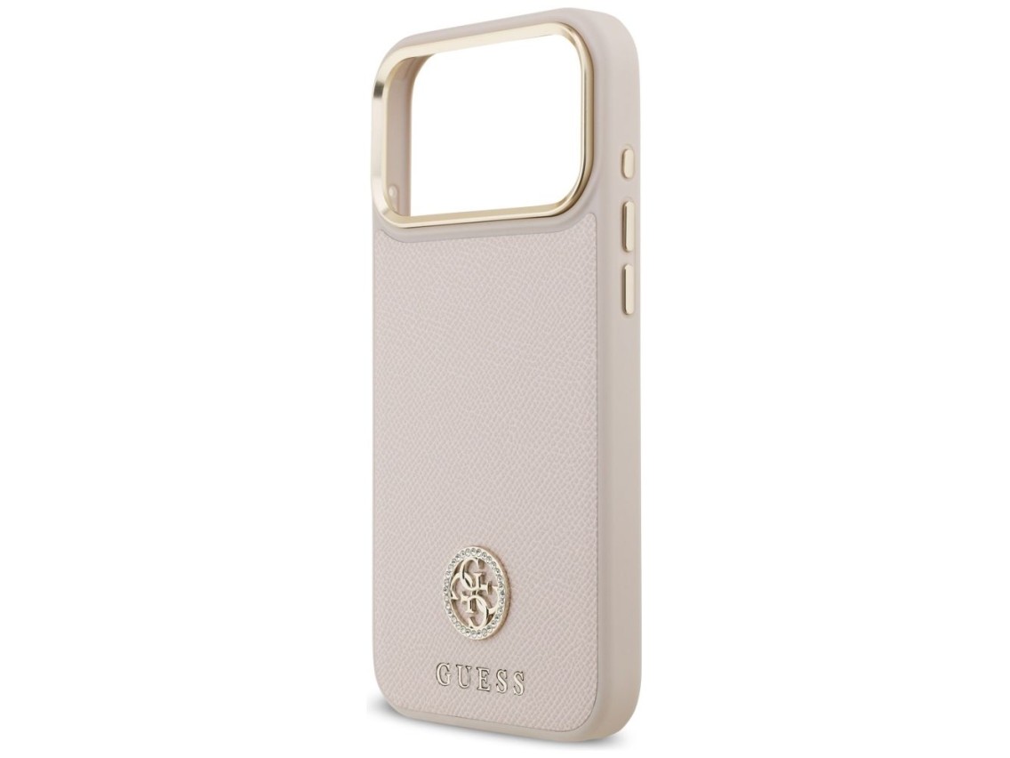Funda Guess Grained Strass Logo MagSafe para iPhone 17 Pro Max - rosa