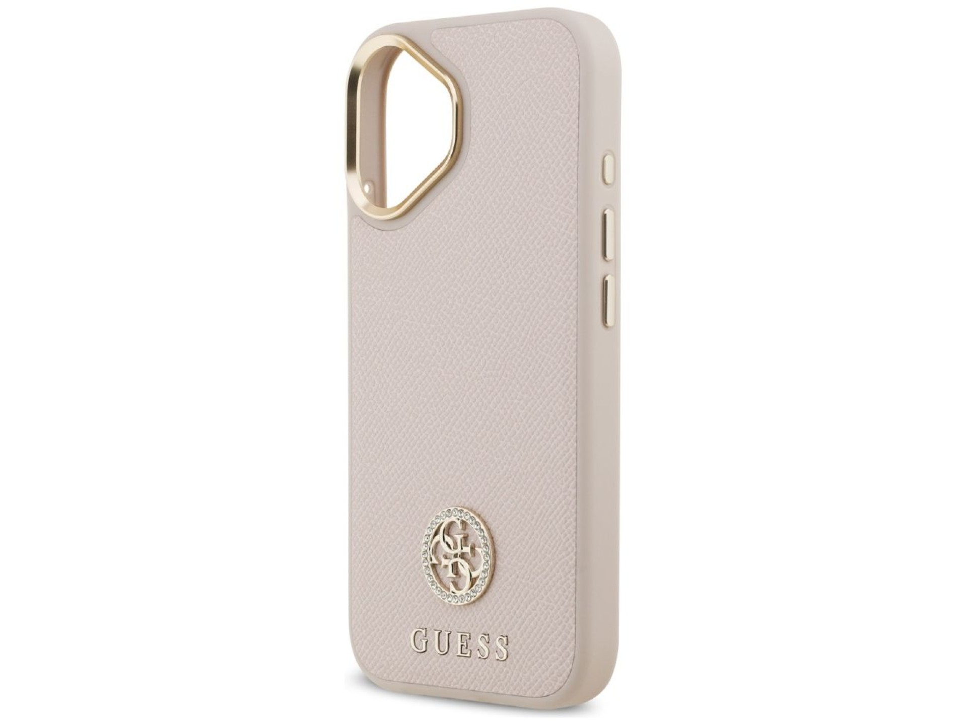 Funda Guess Grained Strass Logo MagSafe para iPhone 17 - rosa