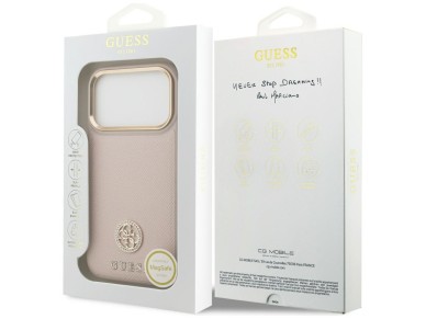 Guess Grained Strass Logo MagSafe case for iPhone 17 Pro - pink Guess Grained Strass Logo MagSafe case for iPhone 17 Pro - pink