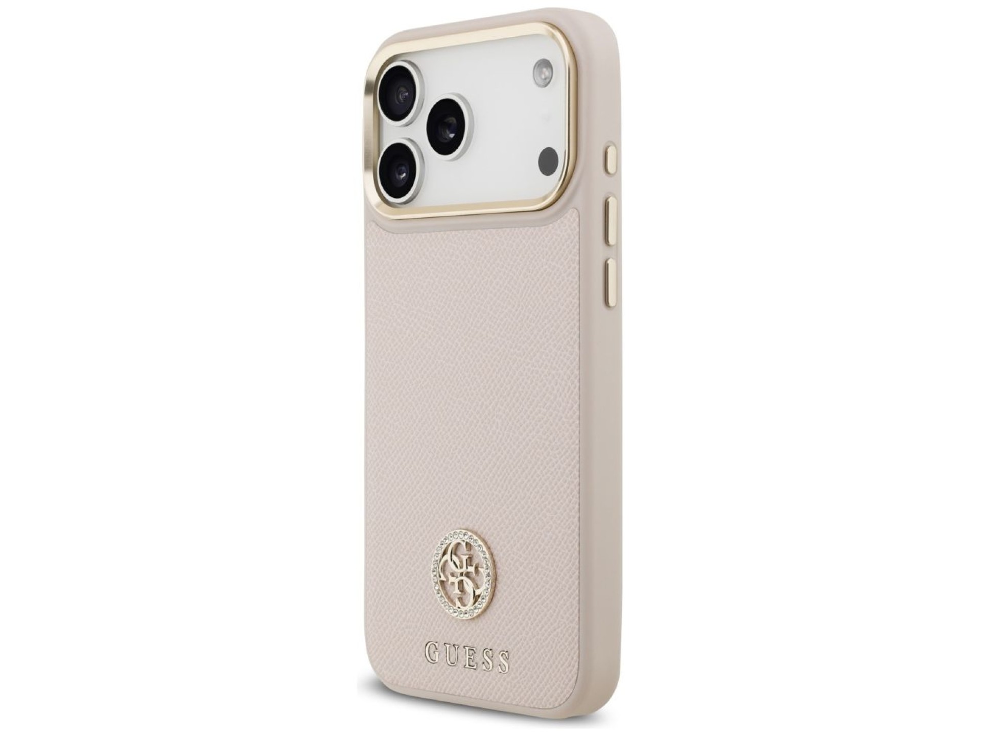 Funda Guess Grained Strass Logo MagSafe para iPhone 17 Pro Max - rosa