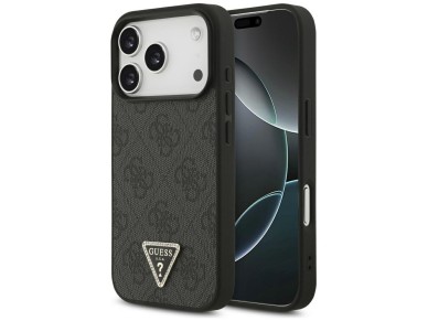 Guess Leather 4G Triangle Strass MagSafe Case for iPhone 17 Pro - Black Guess Leather 4G Triangle Strass MagSafe Case for iPhone 17 Pro - Black