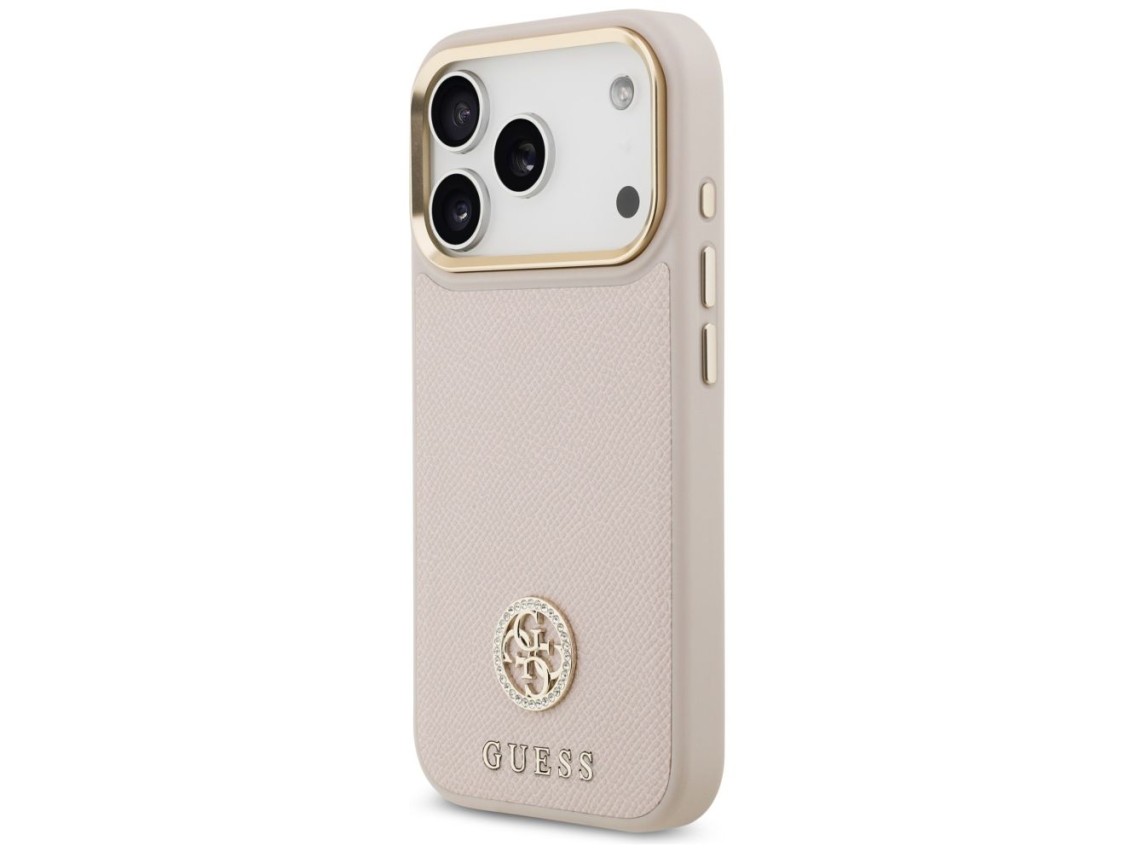 Funda Guess Grained Strass Logo MagSafe para iPhone 17 Pro - rosa