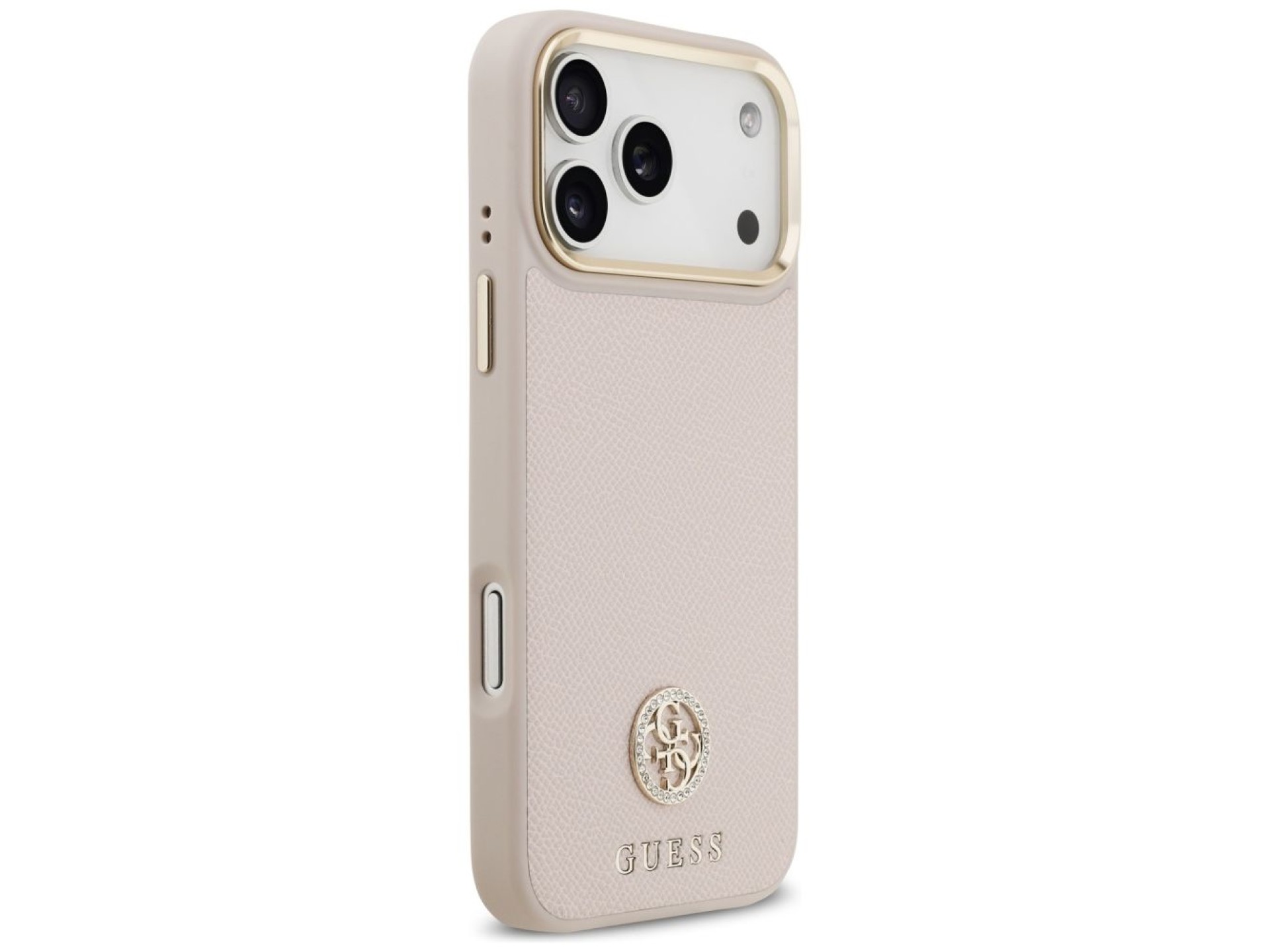 Funda Guess Grained Strass Logo MagSafe para iPhone 17 Pro Max - rosa