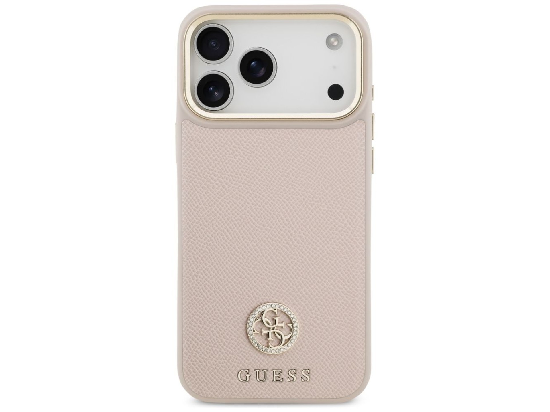 Funda Guess Grained Strass Logo MagSafe para iPhone 17 Pro Max - rosa