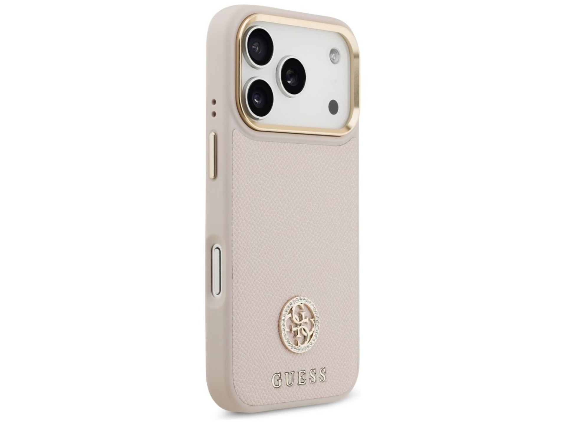 Funda Guess Grained Strass Logo MagSafe para iPhone 17 Pro - rosa