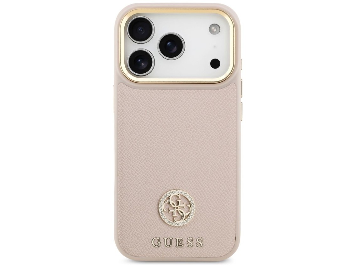 Funda Guess Grained Strass Logo MagSafe para iPhone 17 Pro - rosa