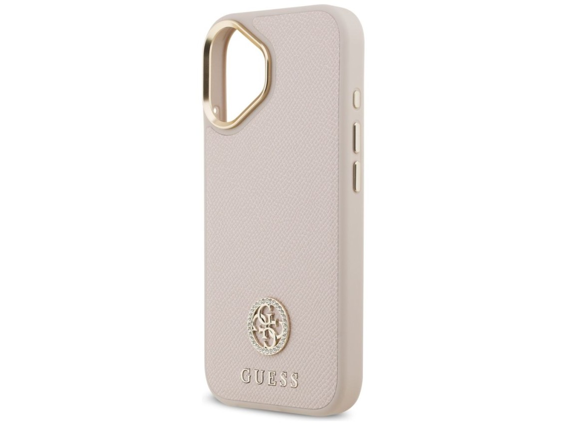Funda Guess Grained Strass Logo MagSafe para iPhone 17 - rosa