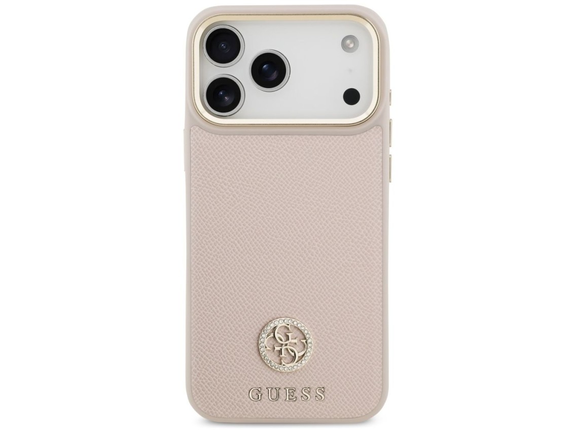 Funda Guess Grained Strass Logo MagSafe para iPhone 17 Pro Max - rosa