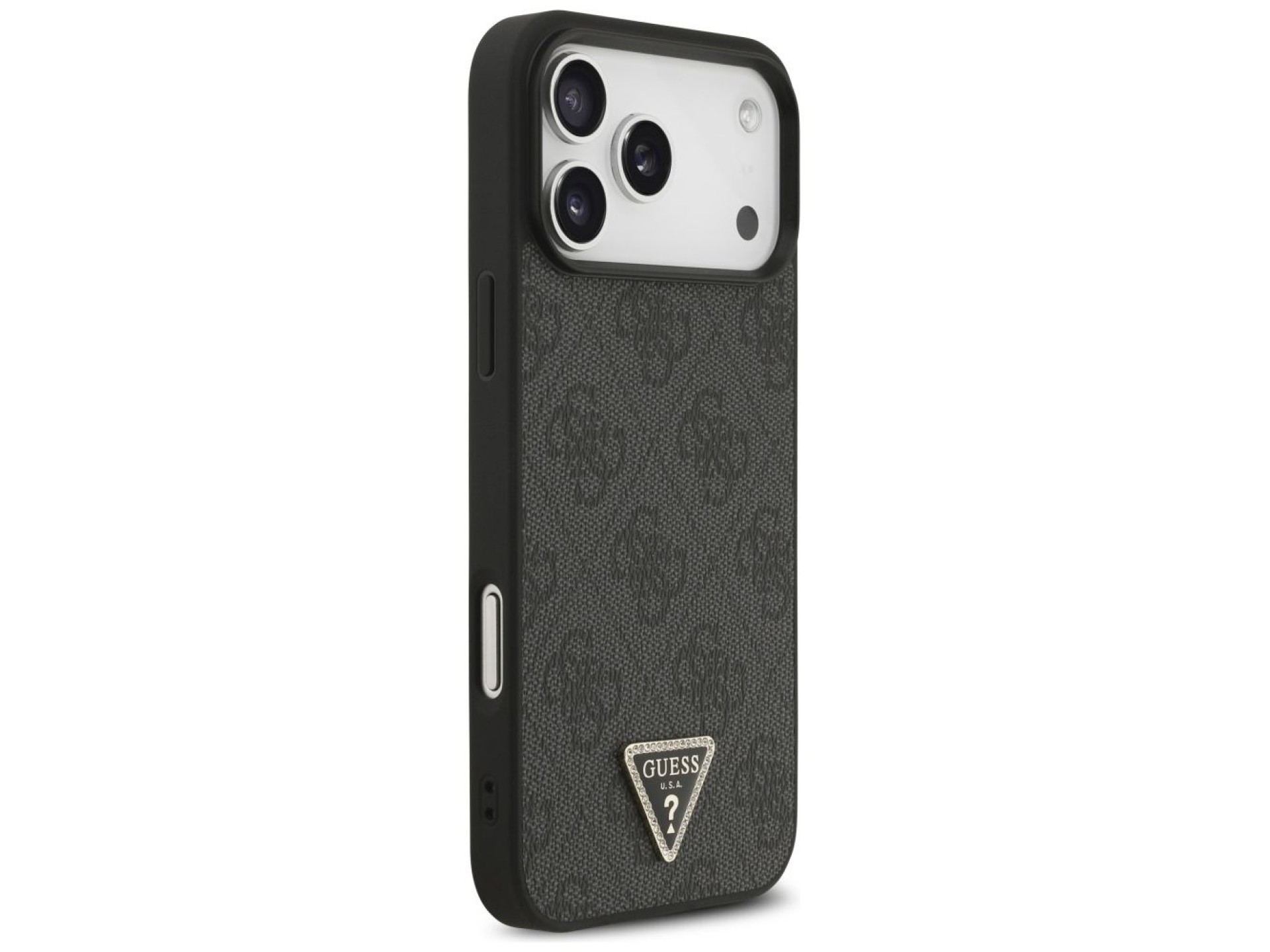 Guess Leather 4G Triangle Strass MagSafe Case for iPhone 17 Pro Max - Black