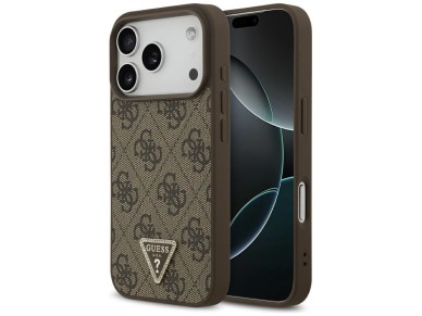 Funda Guess de cuero 4G Triangle Strass MagSafe para iPhone 17 Pro - Marrón Funda Guess de cuero 4G Triangle Strass MagSafe para iPhone 17 Pro - Marrón
