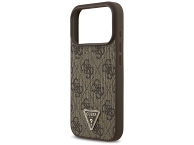 Funda Guess de cuero 4G Triangle Strass MagSafe para iPhone 17 Pro - Marrón Funda Guess de cuero 4G Triangle Strass MagSafe para iPhone 17 Pro - Marrón