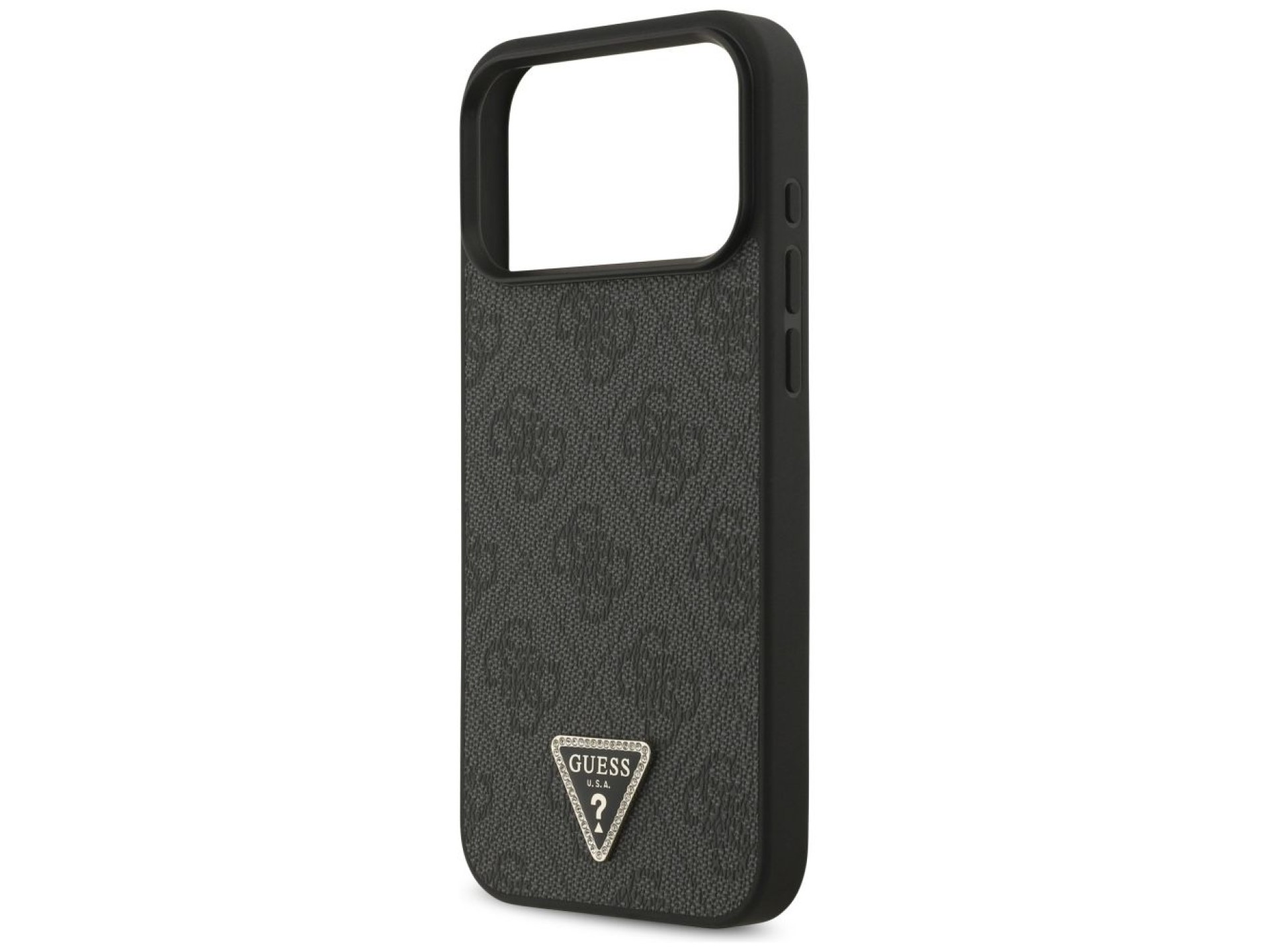 Guess Leather 4G Triangle Strass MagSafe Case for iPhone 17 Pro Max - Black