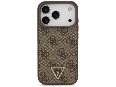 Funda Guess de cuero 4G Triangle Strass MagSafe para iPhone 17 Pro - Marrón Funda Guess de cuero 4G Triangle Strass MagSafe para iPhone 17 Pro - Marrón