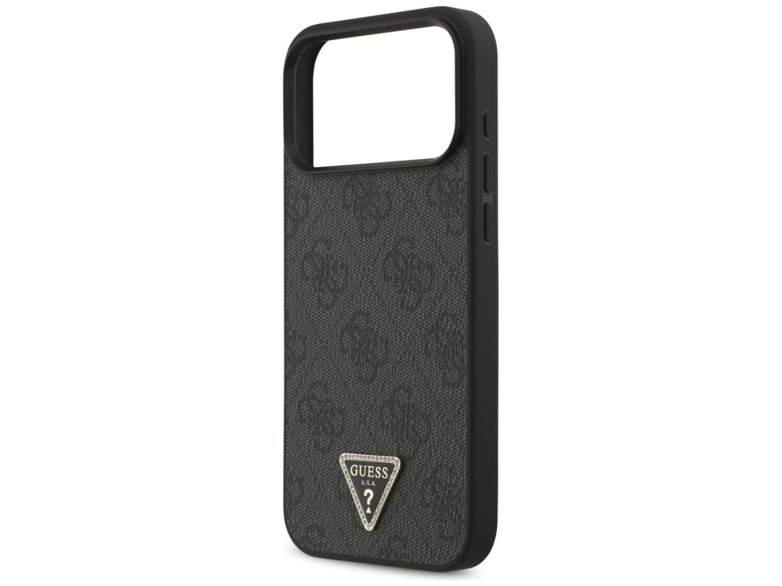 Guess Leather 4G Triangle Strass MagSafe Case for iPhone 17 Pro Max - Black