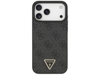 Guess Leather 4G Triangle Strass MagSafe Case for iPhone 17 Pro Max - Black