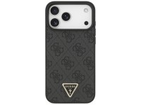 Guess Leather 4G Triangle Strass MagSafe Case for iPhone 17 Pro Max - Black