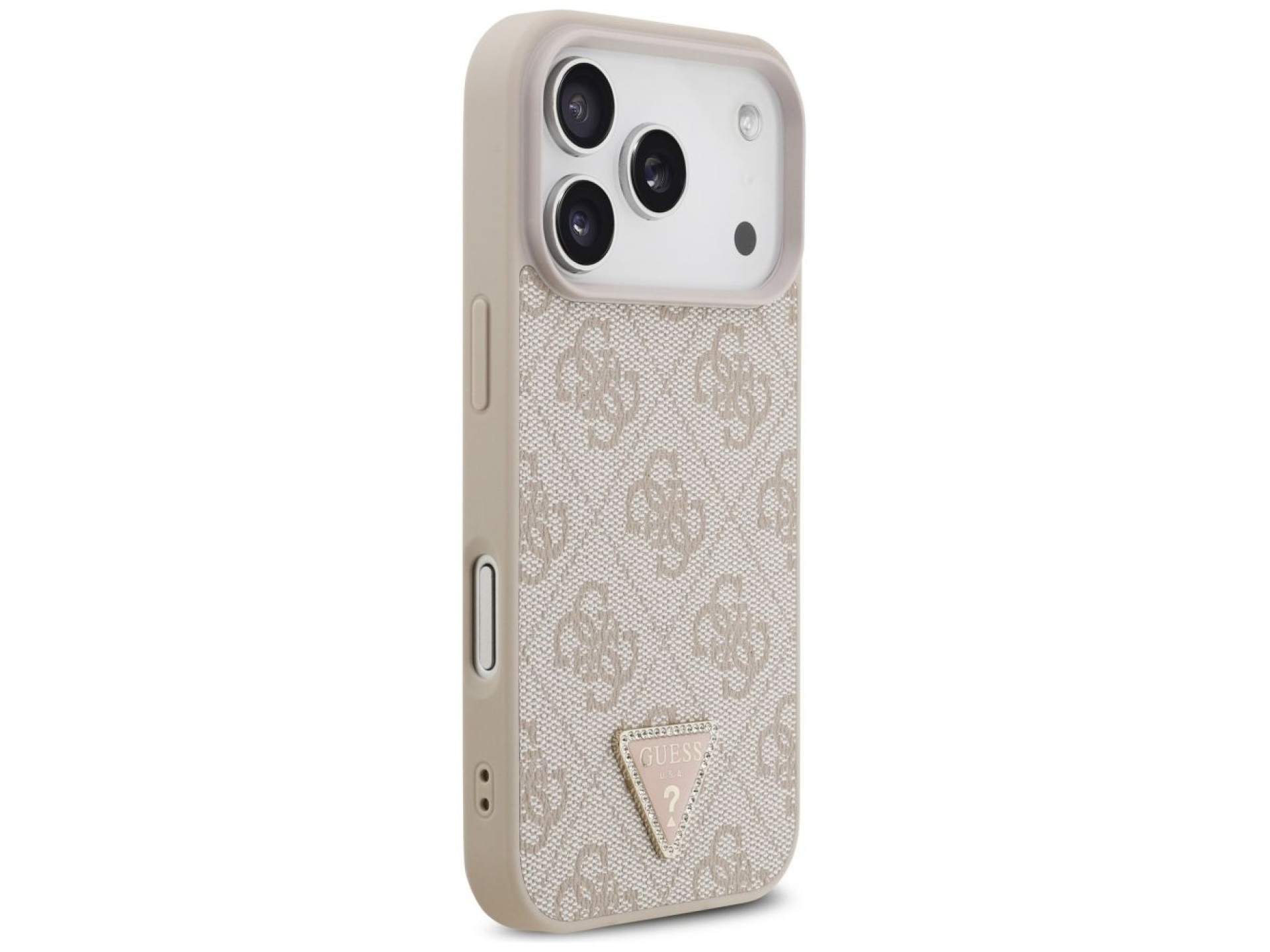 Capa Guess Leather 4G Triangle Strass MagSafe para iPhone 17 Pro - Rosa