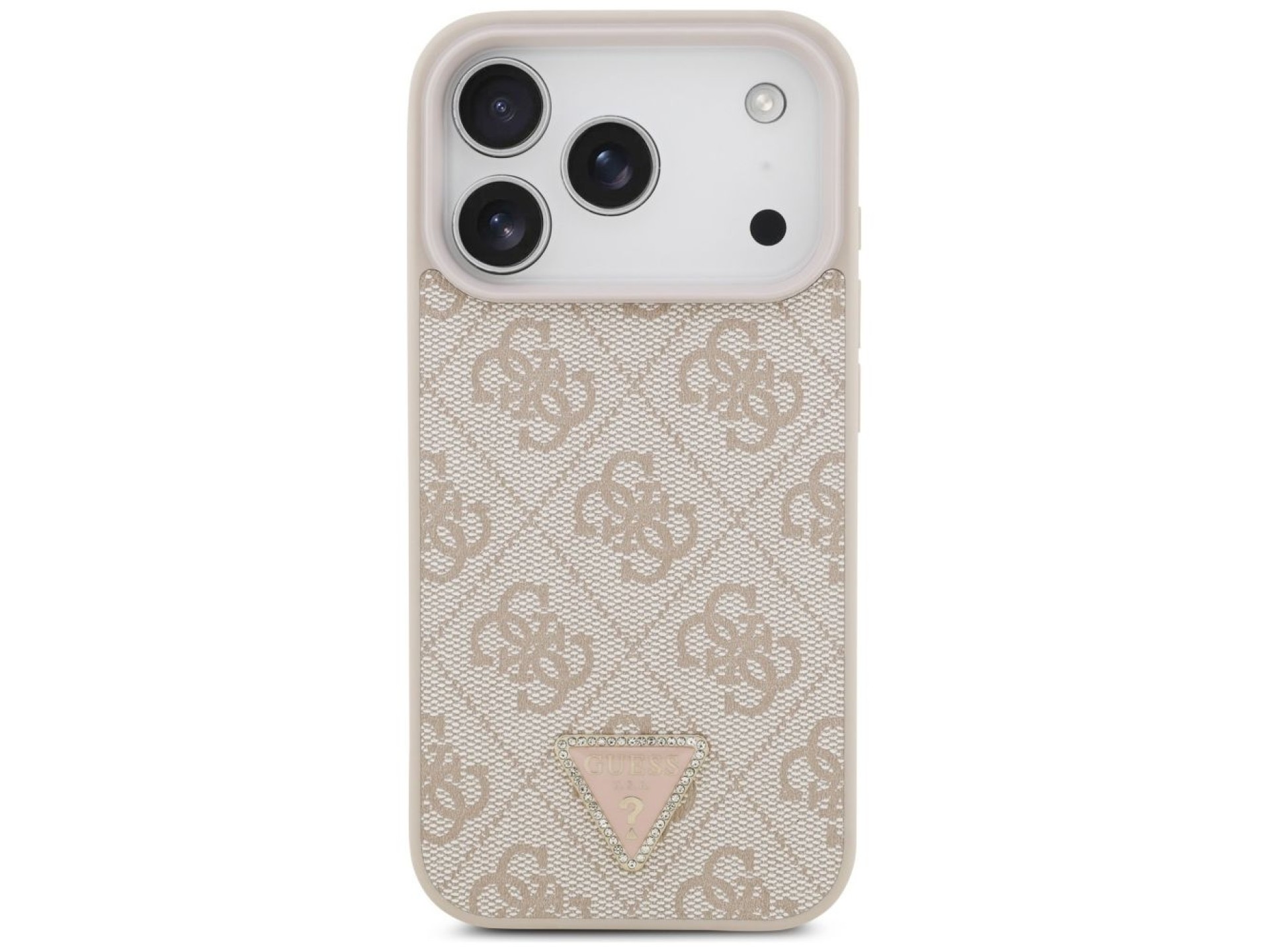 Capa Guess Leather 4G Triangle Strass MagSafe para iPhone 17 Pro - Rosa