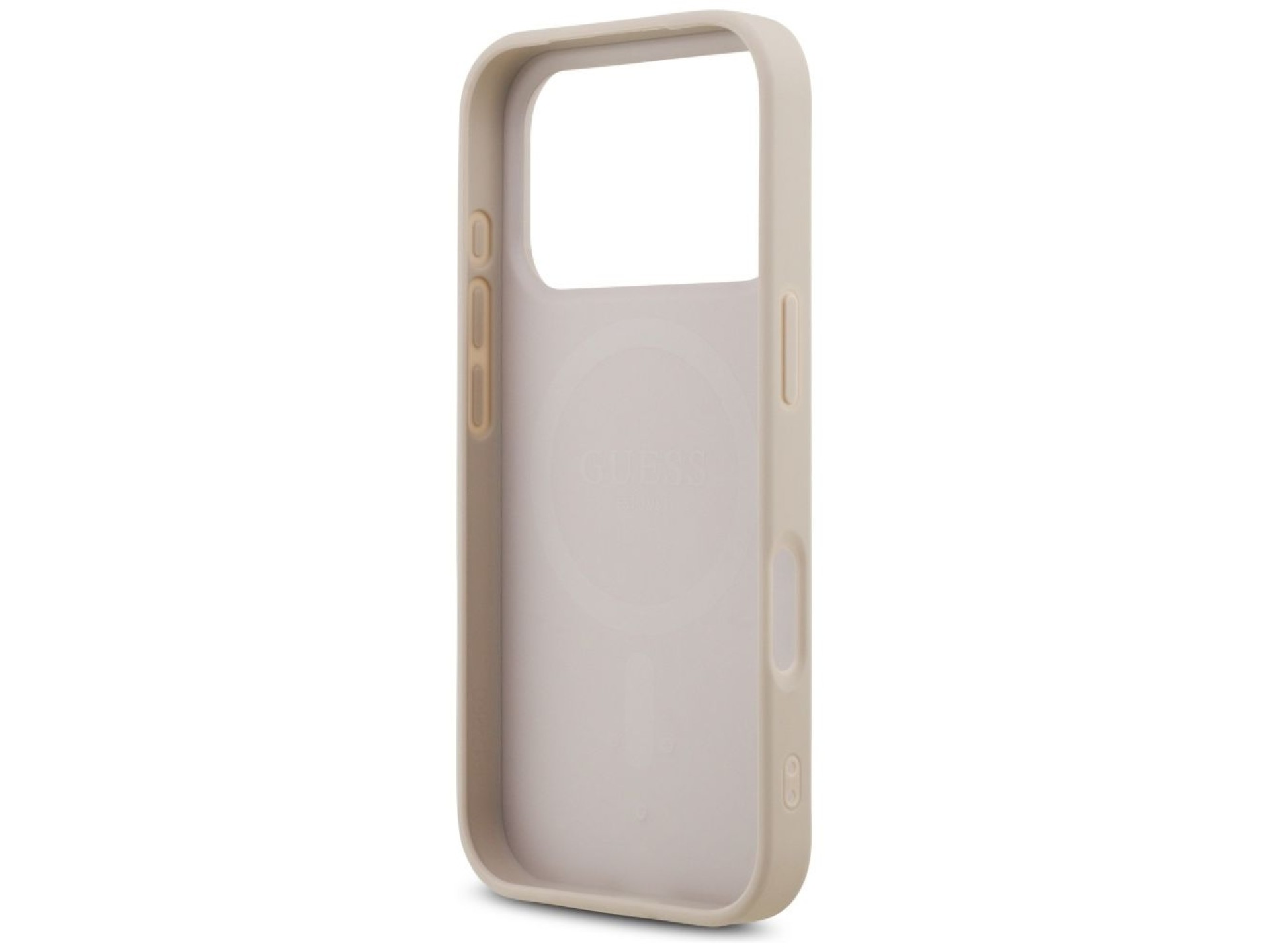 Capa Guess Leather 4G Triangle Strass MagSafe para iPhone 17 Pro - Rosa