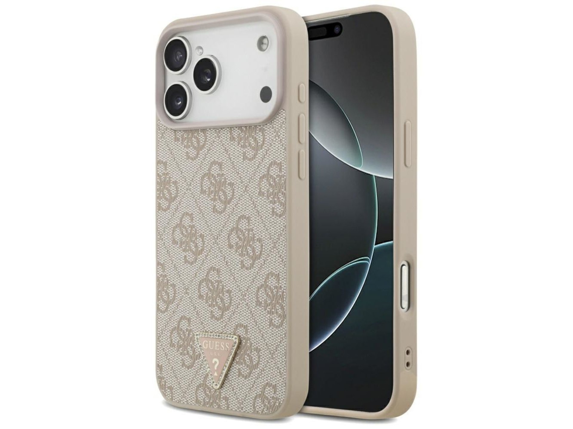 Guess Leather 4G Triangle Strass MagSafe Case for iPhone 17 Pro Max - Pink
