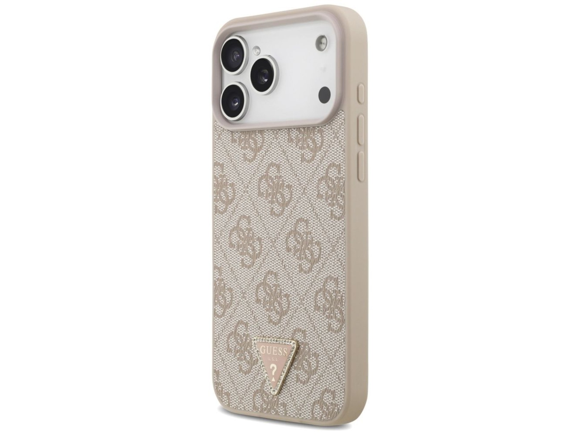 Guess Leather 4G Triangle Strass MagSafe Case for iPhone 17 Pro Max - Pink