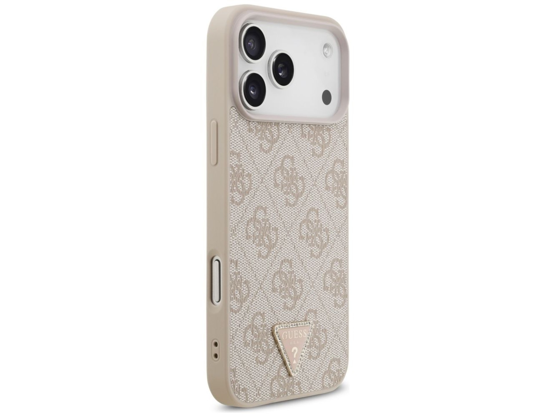 Guess Leather 4G Triangle Strass MagSafe Case for iPhone 17 Pro Max - Pink